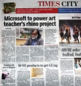 10 January 2015: Media Coverage on Times of India Guwahati Edition